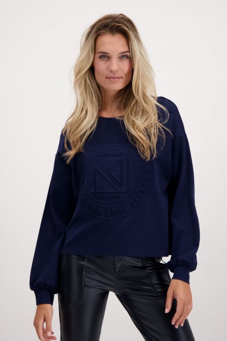 Sudadera con cuello redondo azul marino MONARI