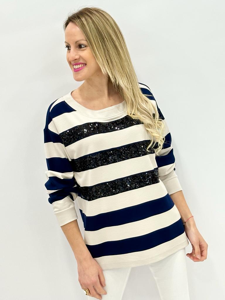Sudadera estampada de rayas y lentejuelas MONARI