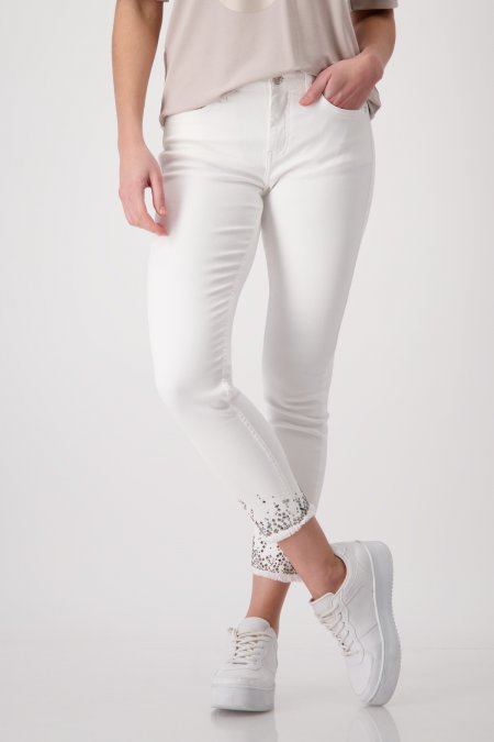 Jeans con dobladillo decorativo strass blanco MONARI - Imagen 3