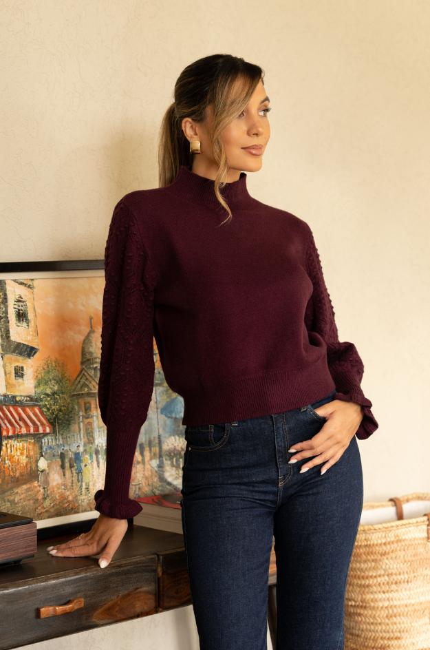 Jersey de punto con mangas trabajadas - Ferrache