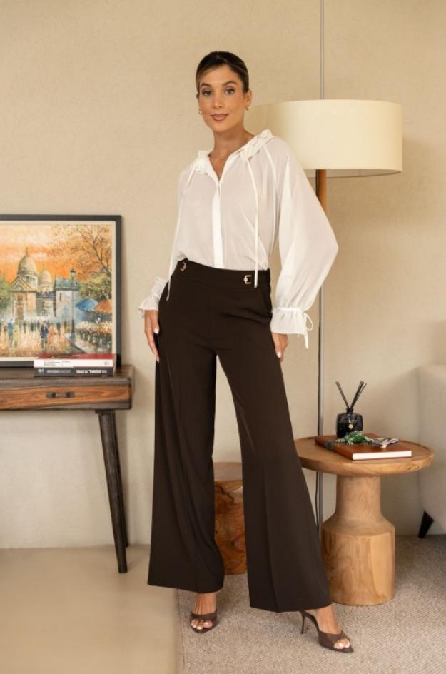Pantalón wide leg con hebillas - Ferrache