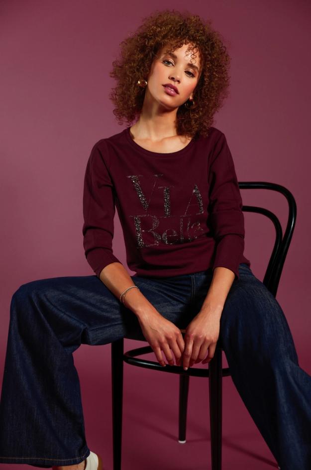 Sudadera burdeos - Monari - Imagen 2