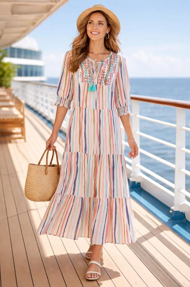 Vestido estampado de rayas - K-Design - Imagen 2