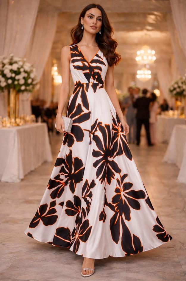 Vestido de satén estampado - Casting