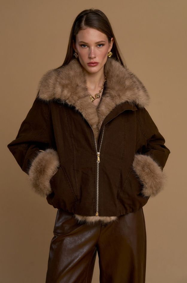 Chaqueta encerada con pelo sintético desmontable - Nosecrets - Imagen 2