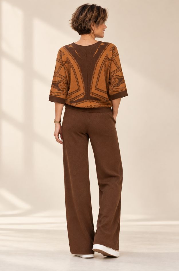 Conjunto de punto estampado marrón - Lemaille - Imagen 2