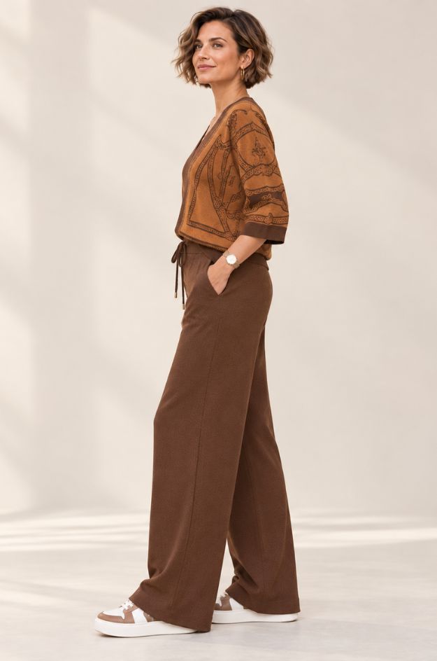 Conjunto de punto estampado marrón - Lemaille - Imagen 3