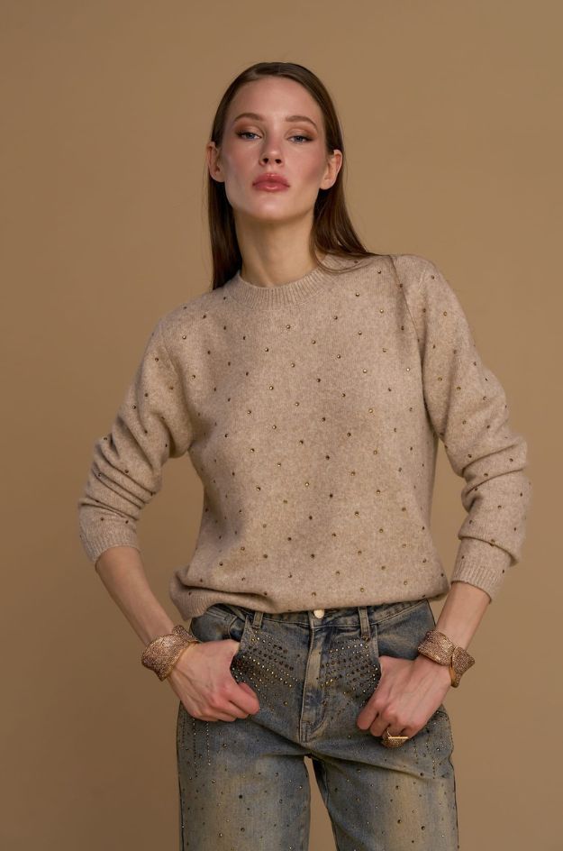 Jersey de punto con piedras doradas - Nosecrets