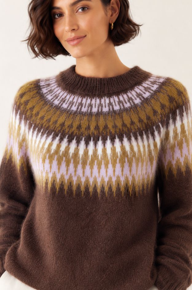 Jersey jacquard marrón efecto cepillado - Lemaille