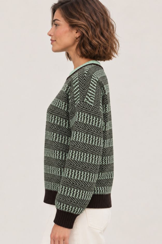 Jersey jacquard verde - Scorzzo - Imagen 3