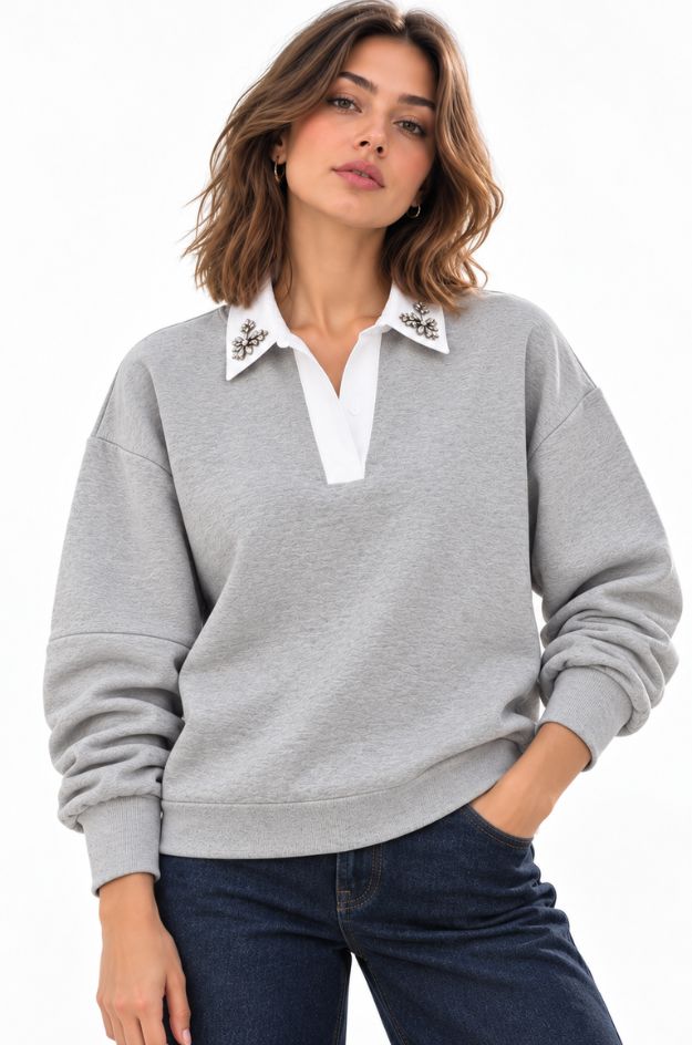 Sudadera cuello gris - Markup - Imagen 4