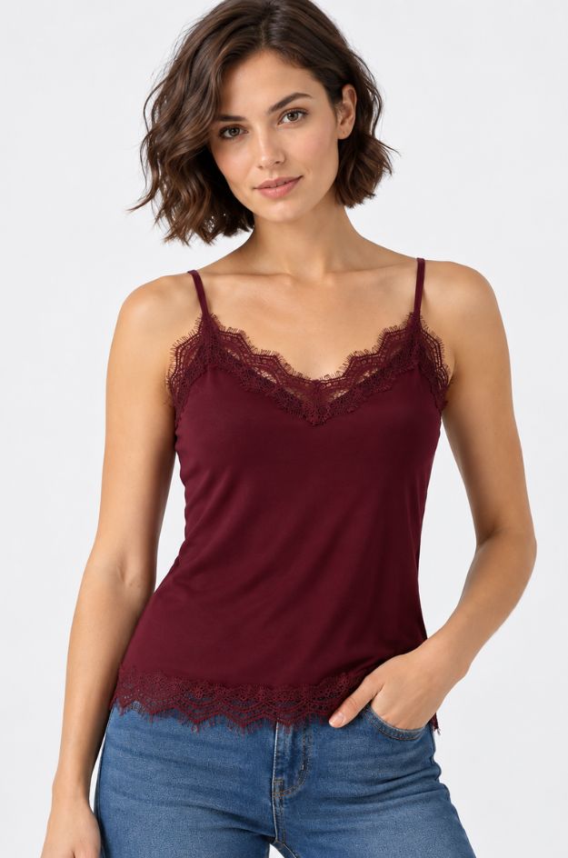 Top lencero con encaje zarzamora - Oui
