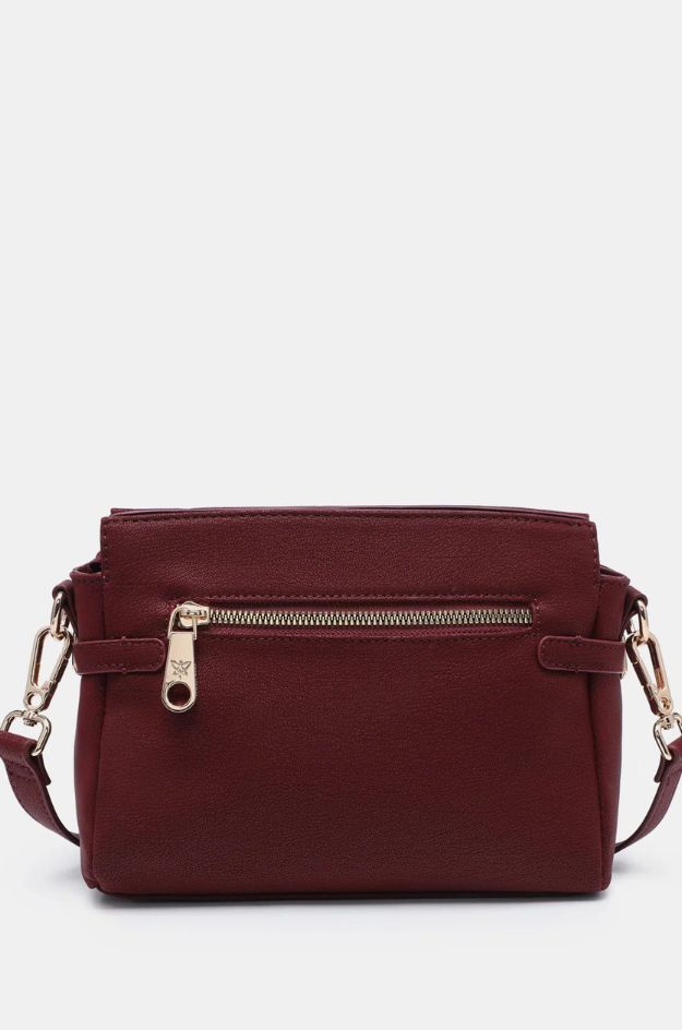 Bolso bandolera 262182 granate con tachuelas y correa regulable - Pepe Moll - Imagen 3