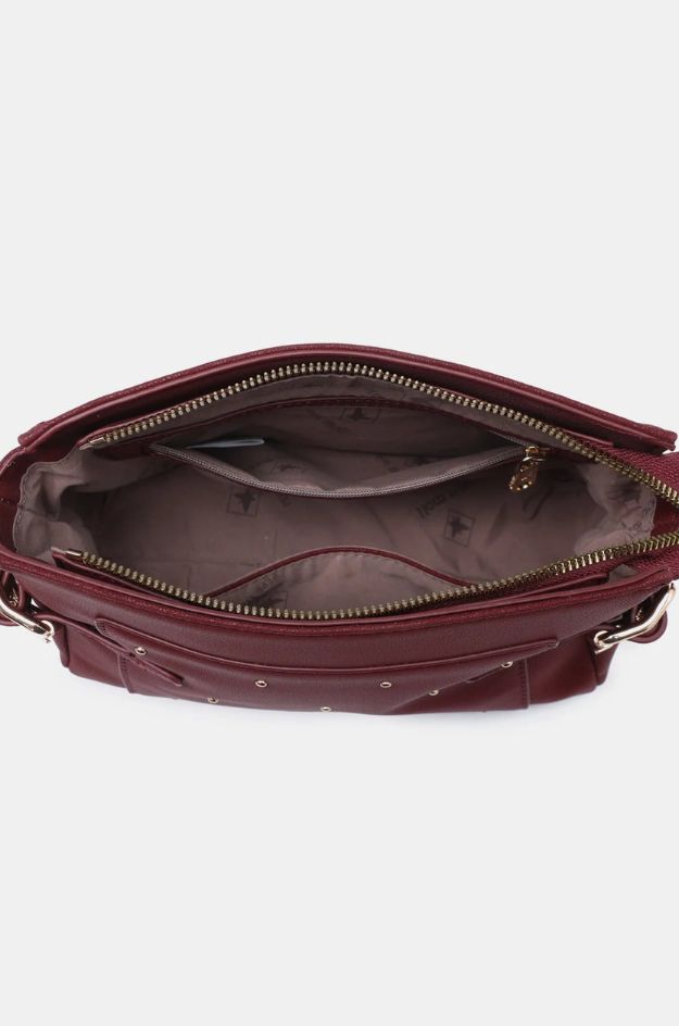 Bolso bandolera 262182 granate con tachuelas y correa regulable - Pepe Moll - Imagen 5