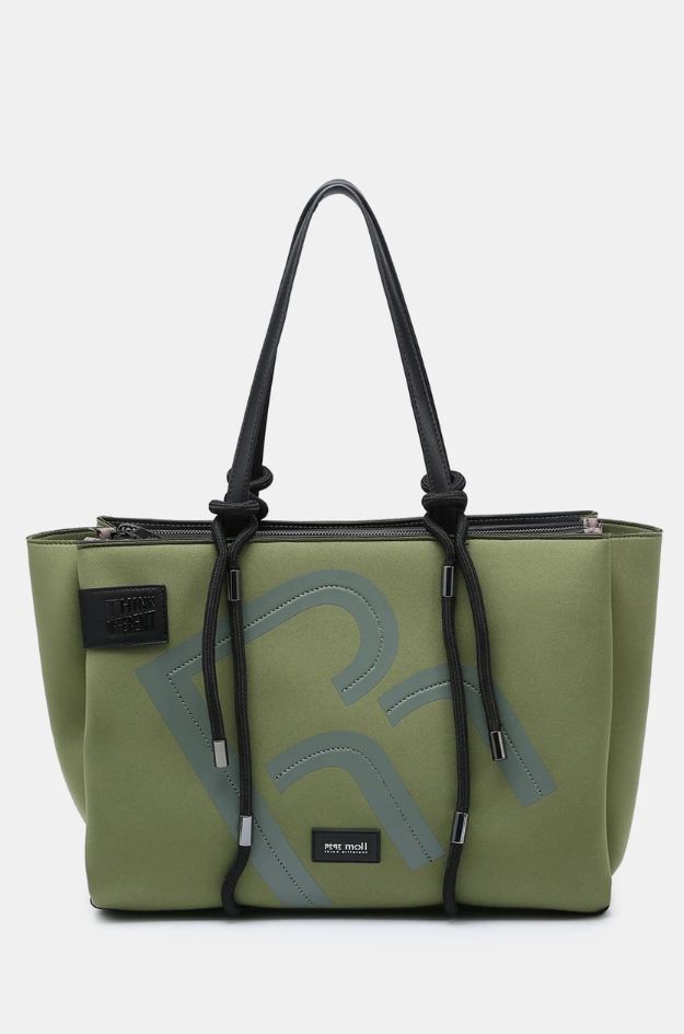 Bolso shopping 262391 verde kaki con asas negras - Pepe Moll