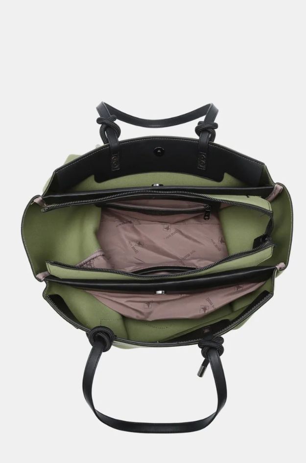 Bolso shopping 262391 verde kaki con asas negras - Pepe Moll - Imagen 3