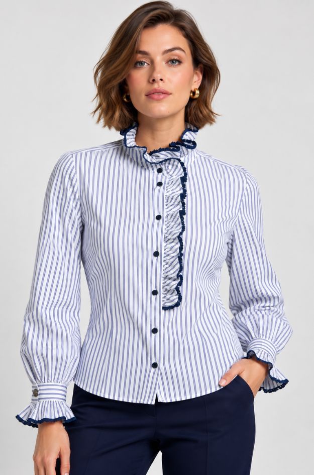 Camisa Atina de rayas con volante - Bariloche - Imagen 3
