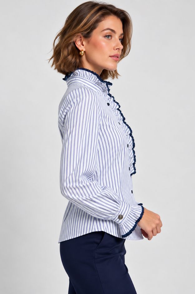 Camisa Atina de rayas con volante - Bariloche - Imagen 4