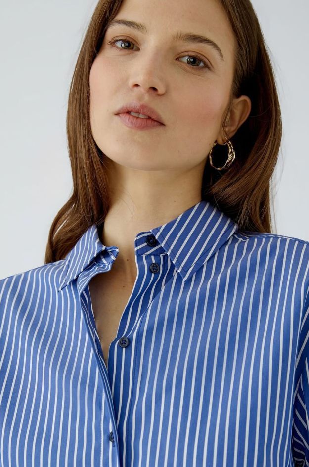 Camisa oversize de rayas azul y blanco - OUI - Imagen 4