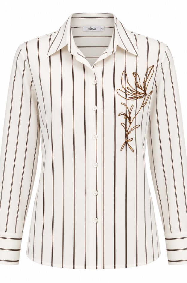Camisa Amber de rayas con bordado floral - Miette - Imagen 3
