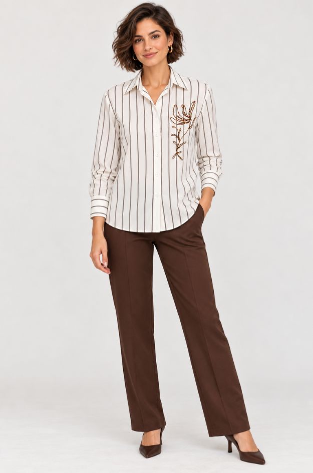 Camisa Amber de rayas con bordado floral - Miette - Imagen 4