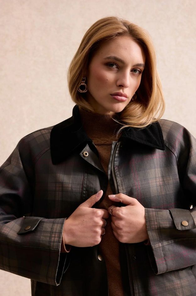 Chaqueta de cuadros con cuello de pana Albane - Leo & Ugo