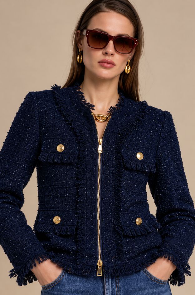 Chaqueta bouclé azul marino - Nosecrets - Imagen 2