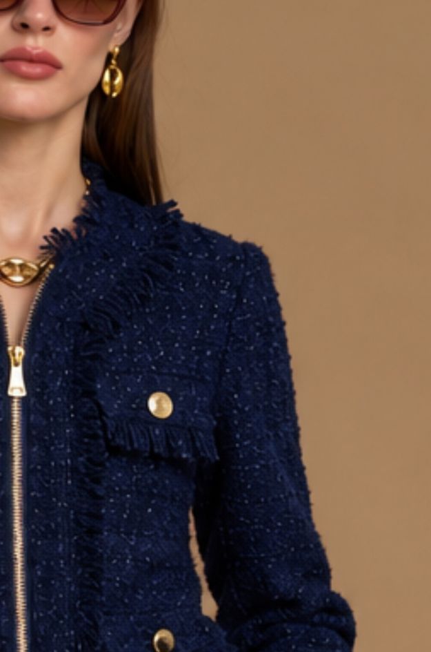 Chaqueta bouclé azul marino - Nosecrets - Imagen 3