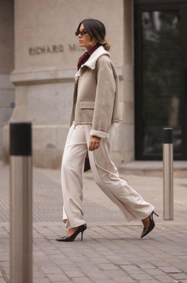 Chaqueta Corta de Lana con Cuello Amplio y Cremallera - Ferrache - Imagen 4