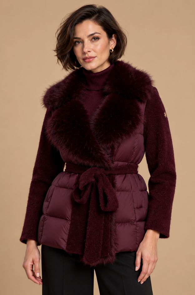 Chaqueta de plumas de punto y piel sintética - Nosecrets