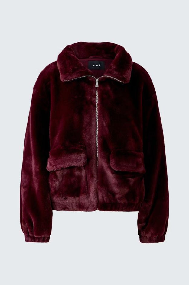 Chaqueta corta de piel sintética zarzamora con efecto blusón - Oui - Imagen 5