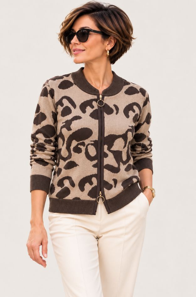 Chaqueta de punto estampada con cremallera - Soet