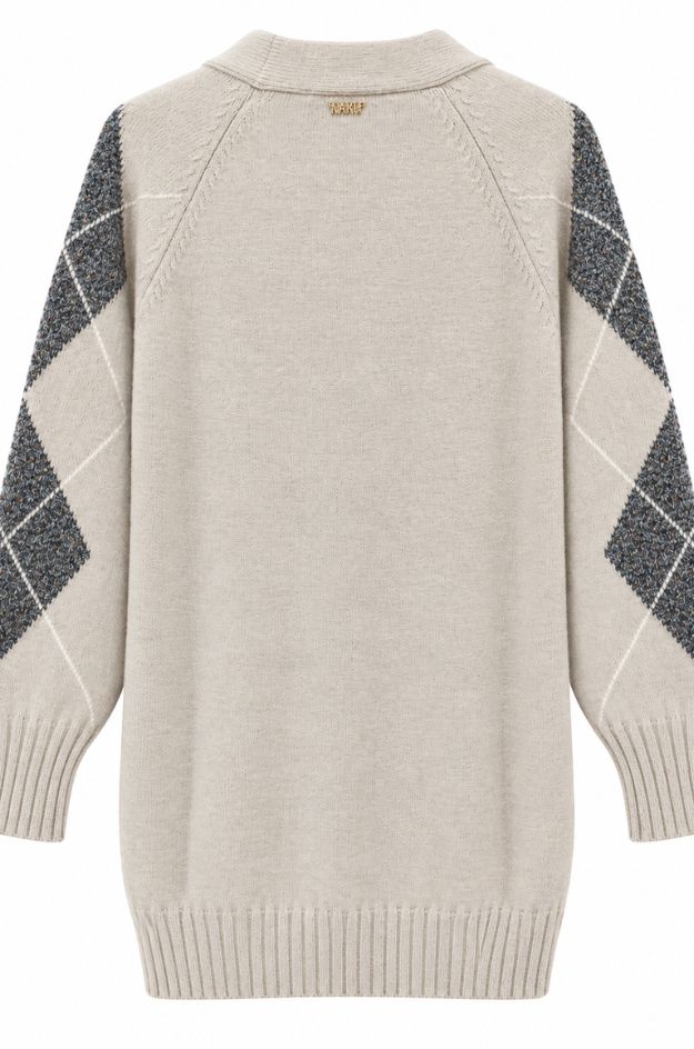 Chaqueta de punto con rombos jacquard y detalles de cheviot multicolor - Markup - Imagen 5