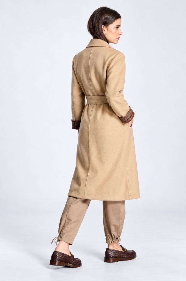 Abrigo beige reversible de cuadros - Alba Conde - Imagen 2