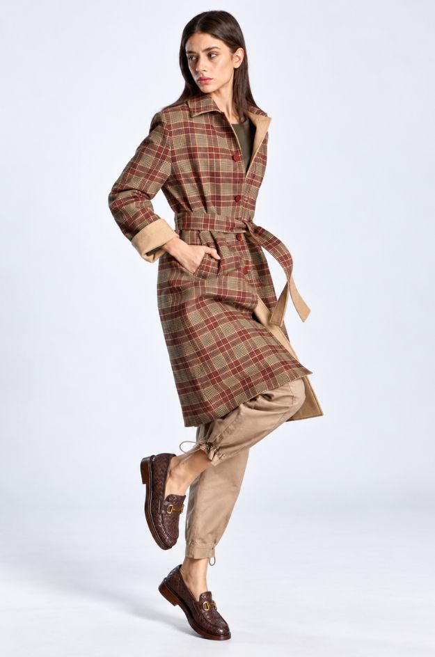 Abrigo beige reversible de cuadros - Alba Conde - Imagen 3