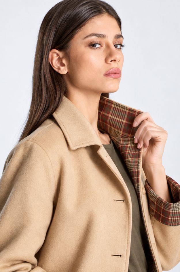 Abrigo beige reversible de cuadros - Alba Conde - Imagen 4