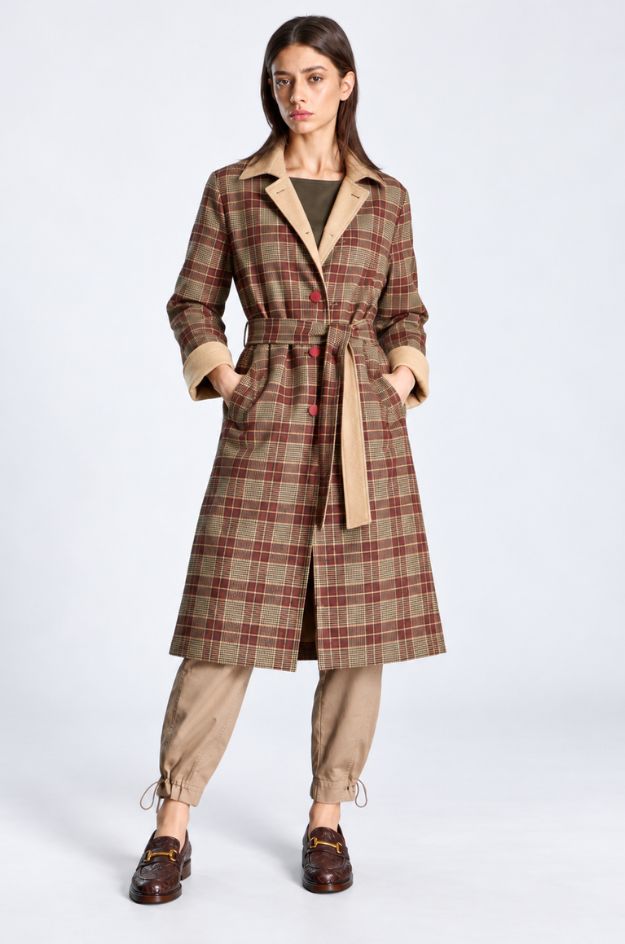 Abrigo beige reversible de cuadros - Alba Conde - Imagen 5