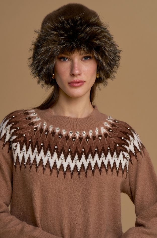 Gorro de pelo sintético marrón - Nosecrets