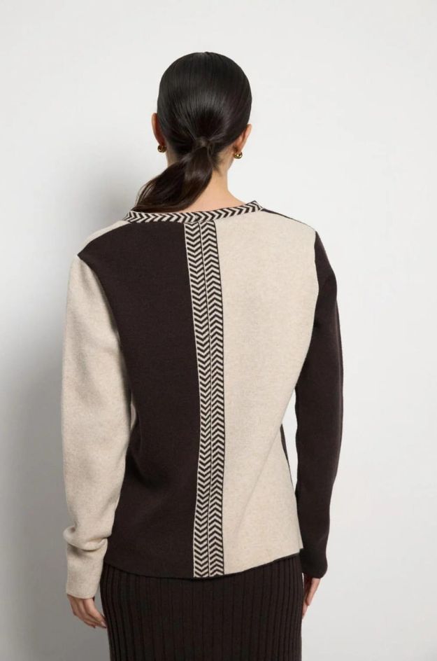 Jersey Benevento Chocolate biolor con estampado floral - Tinta & Bariloche - Imagen 3