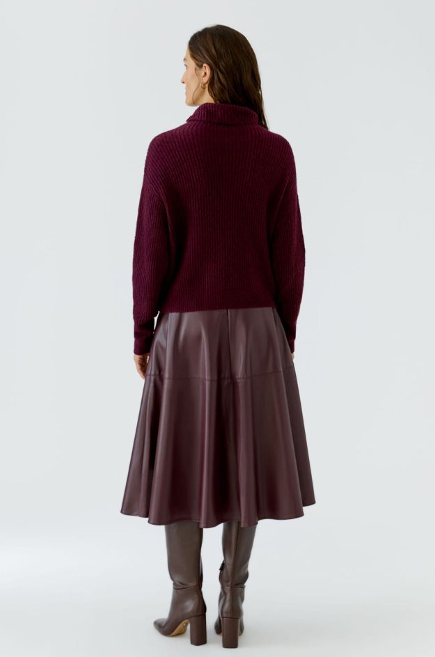Jersey de punto canalé oversize con cuello alto zarzamora - Oui - Imagen 3