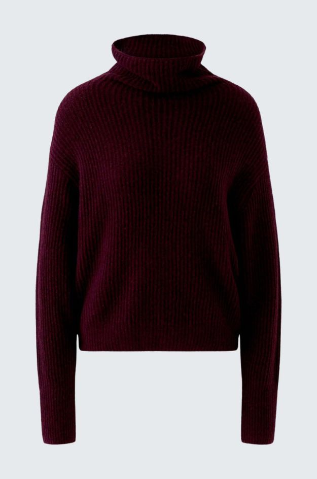 Jersey de punto canalé oversize con cuello alto zarzamora - Oui - Imagen 4