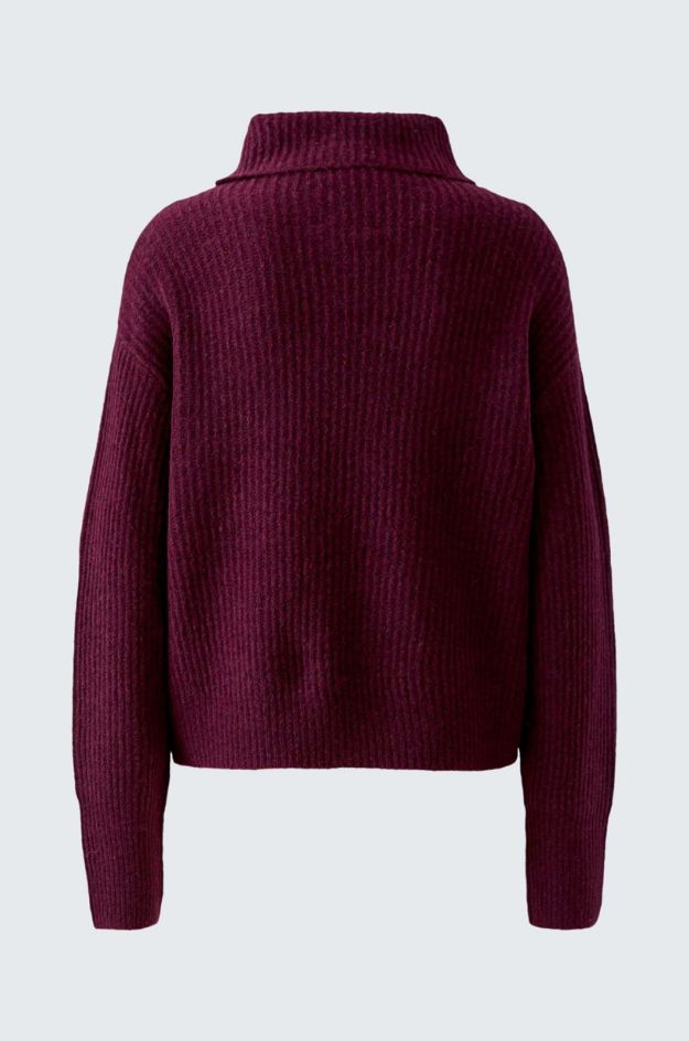 Jersey de punto canalé oversize con cuello alto zarzamora - Oui - Imagen 5