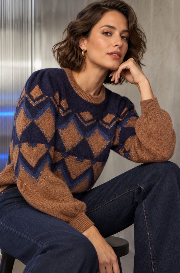 Jersey jacquard geométrico - Monari