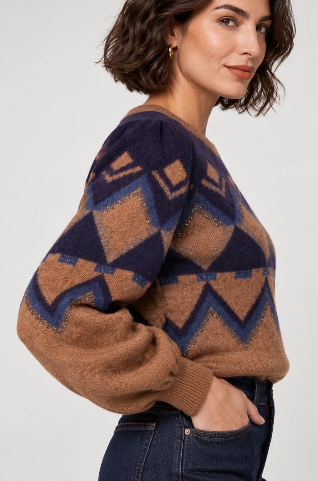 Jersey jacquard geométrico - Monari - Imagen 2