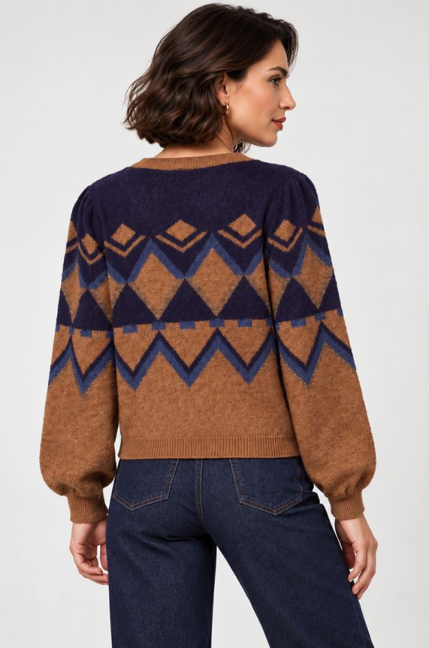 Jersey jacquard geométrico - Monari - Imagen 3
