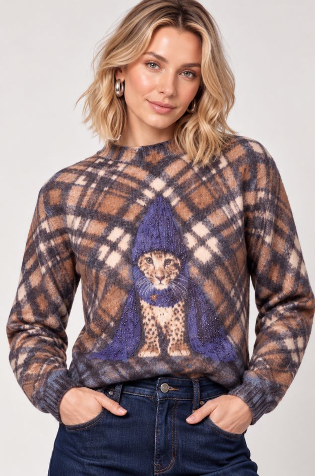 Jersey de punto con un pequeño estampado de leopardo - Monari
