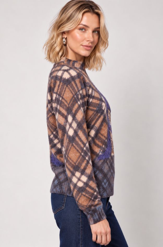 Jersey de punto con un pequeño estampado de leopardo - Monari - Imagen 2