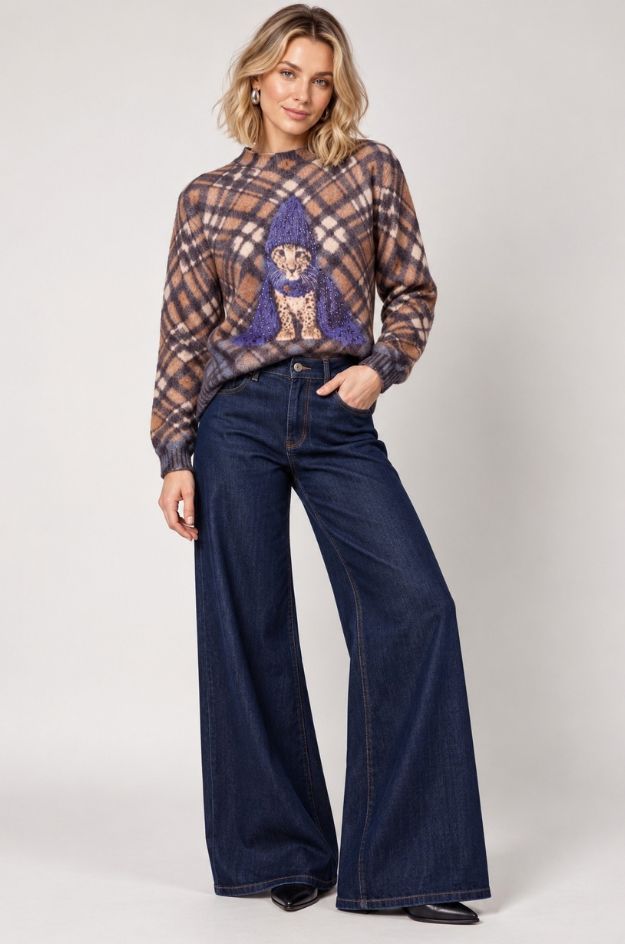 Jersey de punto con un pequeño estampado de leopardo - Monari - Imagen 4