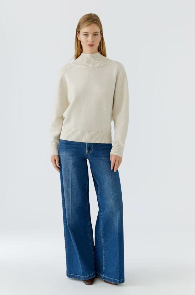 Jersey de lana off white con cuello alto y manga ranglán - OUI - Imagen 3