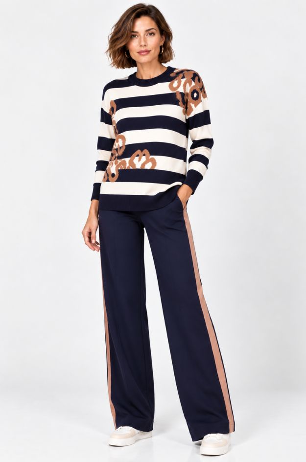 Jersey de rayas y estampado animal print - Monari - Imagen 3
